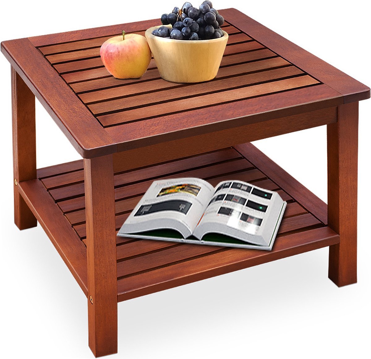Casaria Beistelltisch Washington aus Akazienholz – Braun – 45 x 45 x 45 cm