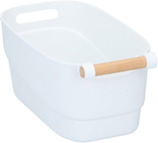 Alpina Aufbewahrungskorb – 27 x 14,5 x 12 cm – Kunststoff – Holzgriff
