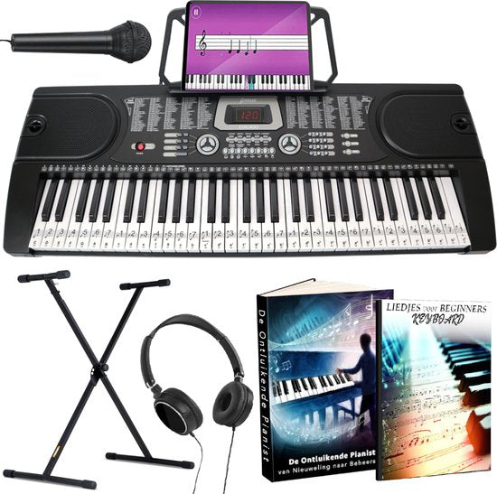 Finesse Keyboard Piano mit Ständer & Zubehör - 61 Tasten - Elektroklavier - Kind - Chicago