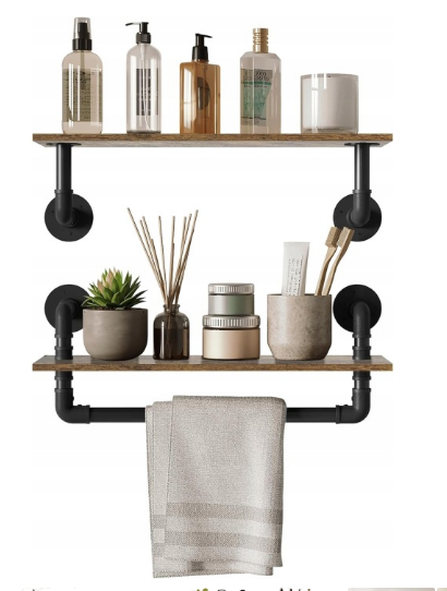 EUGAD Wandklimmstange 60 x 20 cm – 2er-Set – 3 Ebenen – MDF – Schwarz/rustikale Eiche