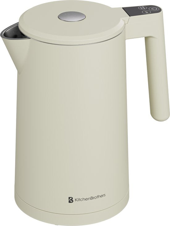 KitchenBrothers Wasserkocher - 1.7L - Mit Temperaturregelung - Elektrisch - Warmhaltefunktion - Display - Doppelwandig - Cool-touch - 2200W - Beige