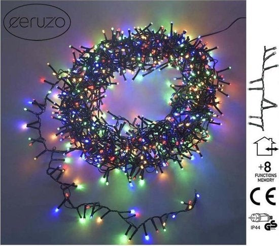 Ceruzo Farbige Weihnachtslichter - Micro Cluster - 1000 LEDs - 20 Meter - 8 Lichtfunktionen + Memory - mehrfarbig