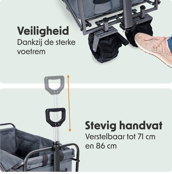 LifeGoods Wagon - faltbar - 80KG Tragfähigkeit - 94L - waschbares Polyester - Grau