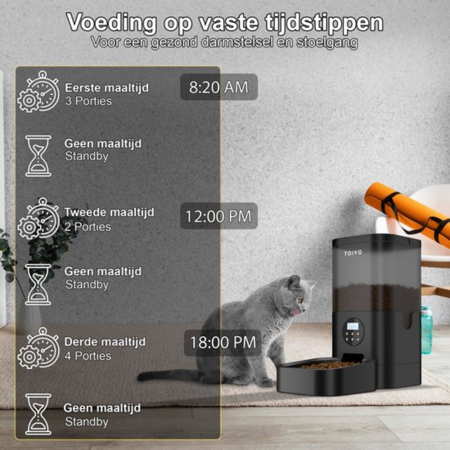 Toivo Automatischer Futterspender - 4L Pro - Für Katzen und Hunde - Mit Batterie - Schwarz