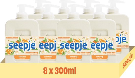 Seepje – Handseife mit dem Duft frisch gepresster Orangen – 8 x 300 ml – Vorteilspackung