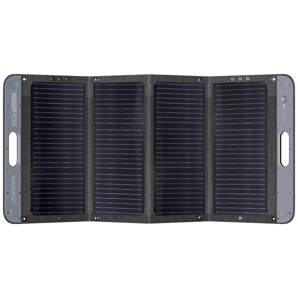Ugreen 100W faltbares Solarmodul Schwarz - 574x540 mm (zusammengeklappt) / 1290x540x410 mm (montiert) - 5.5A Monokristallin