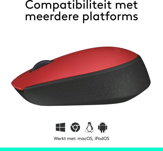 Logitech M171 – Kabellose Maus – Kompatibel mit PC/Mac – Inklusive USB-Mini-Empfänger – Rot