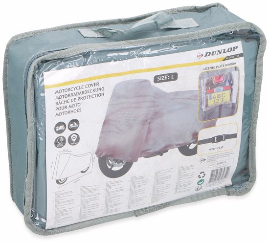 Dunlop Motorradabdeckung – Größe L – 228 x 99 x 124 cm – wetterfest – PVC