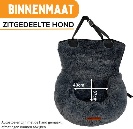 By Cee Cee Car Seat Dog Deluxe Back Seat - Hundekorb Auto mit Sicherheitsgurt - Autokorb Hund - Hundesitz - Großer Hund - Dunkelgrau - Größe M