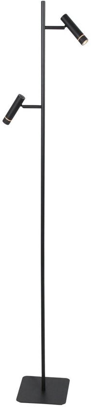 Stehlampe Volari 4711ZW, schwarze Design-Leselampe mit 2 Leuchten von Steinhauer, mit „Dimm to Warm“-LED, Höhe 157 cm, Sockel 21 x 21 cm, dreh- und neigbar, ideal für den Innenbereich