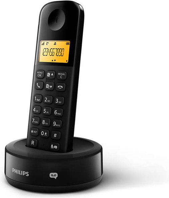 Philips Schnurlostelefon - D1651B/01 - DECT - Haustelefon - Festnetz - Rufnummernerkennung - Störungsfreie Reichweite - Schwarz