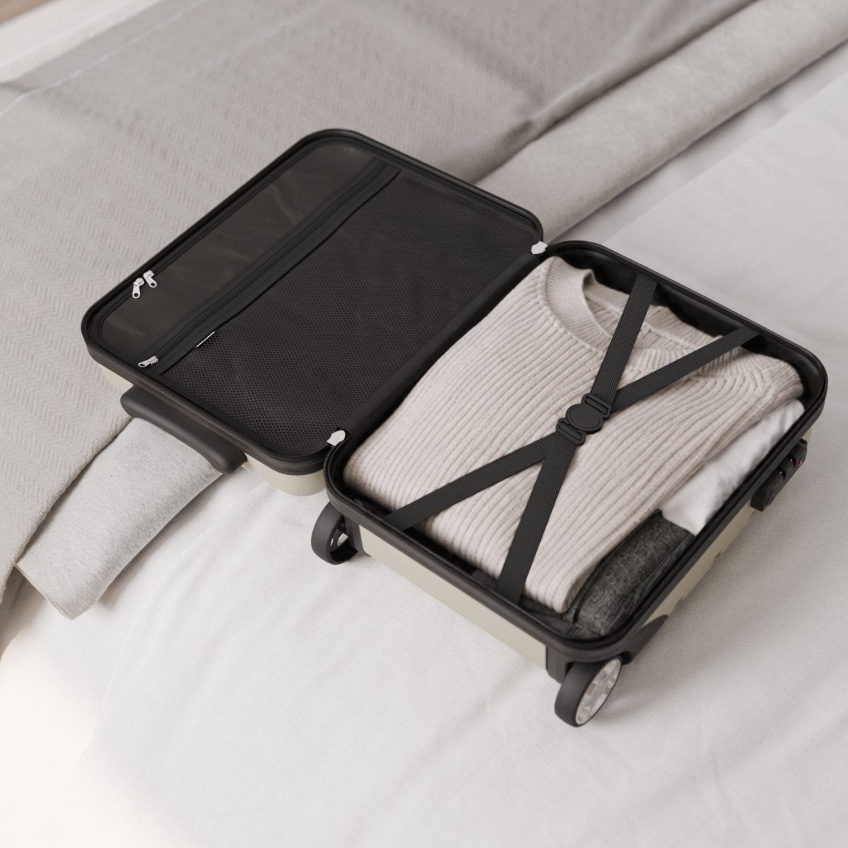 TRVLMORE Handgepäckkoffer 40 x 30 x 20 cm – 24 l – Unter-dem-Sitz-Größe – TSA-Schloss – 2 Rollen – Champagner