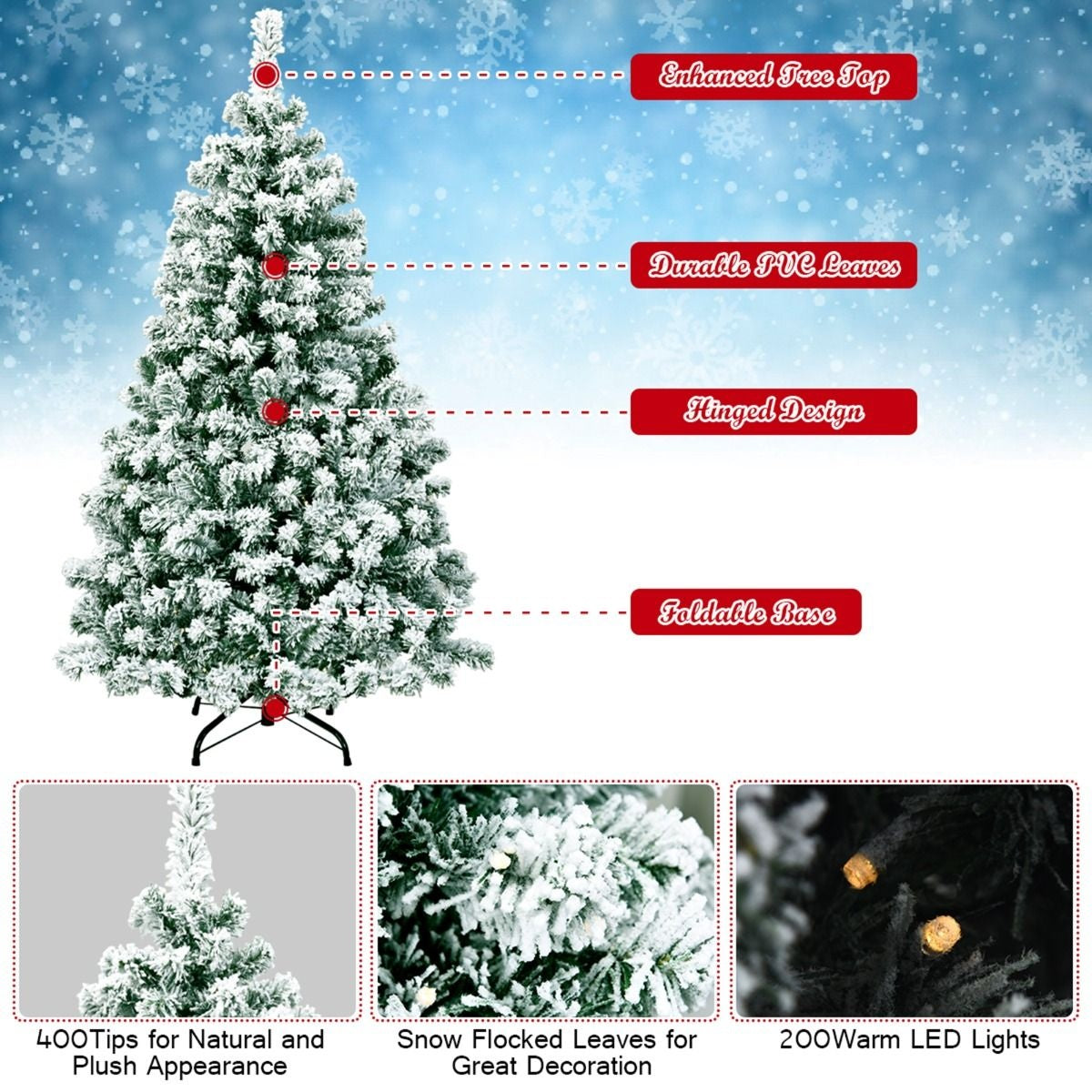Coast 135 cm großer Weihnachtsbaum verschneit mit Metallständer