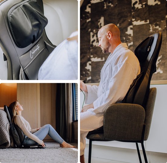 CALMENTA® Shiatsu-Massagesessel - Aufbewahrungstasche - Rücken- und Nackenmassagegerät - Massagekissen - Kompressionsmassage - elektrische Wärmefunktion - Vibration - Rücken- und Nackenschmerzen - Massagematte