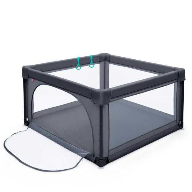 Coast Baby Laufstall Ground Box mit 50 Spielbällen Laufstall mit atmungsaktivem Netz 120 x 120 cm Dunkelgrau