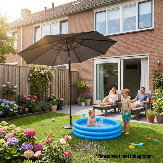 Tristar Stabsonnenschirm – 300 cm, rund – Garten & Balkon – neigbar – inkl. Schutzhülle – PA-7903 – Dunkelgrau