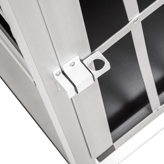 tectake - Hunde Transportbox - Single 54 x 69 x 50cm - Aluminium - Silber/Schwarz