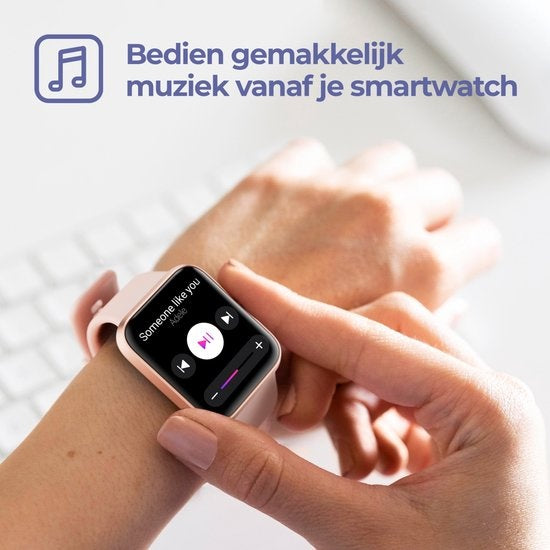Lunis - Smartwatch Damen & Herren Rose - Apple & Android - Touchscreen - Gold / Pink