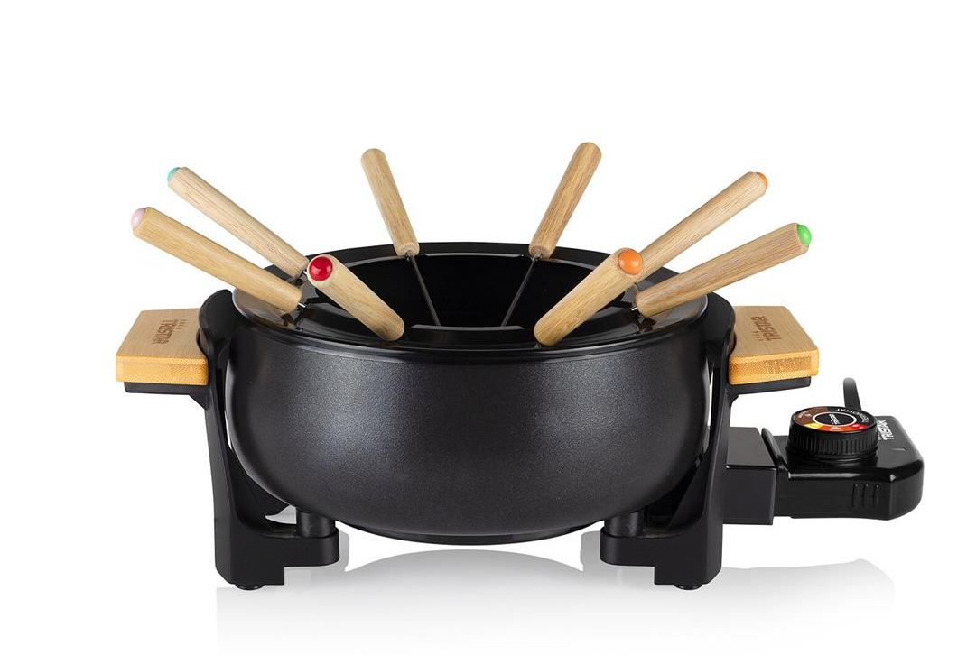 Princess Bambus-Fondue-Set Schwarz – 1,5 Liter – 8 Personen – 1000 W