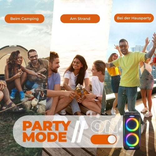 Denver Bluetooth Lautsprecher - Party Box - Disco Lights - Inkl. Mikrofon - Micro SD / USB / AUX - TSP456 - Schwarz