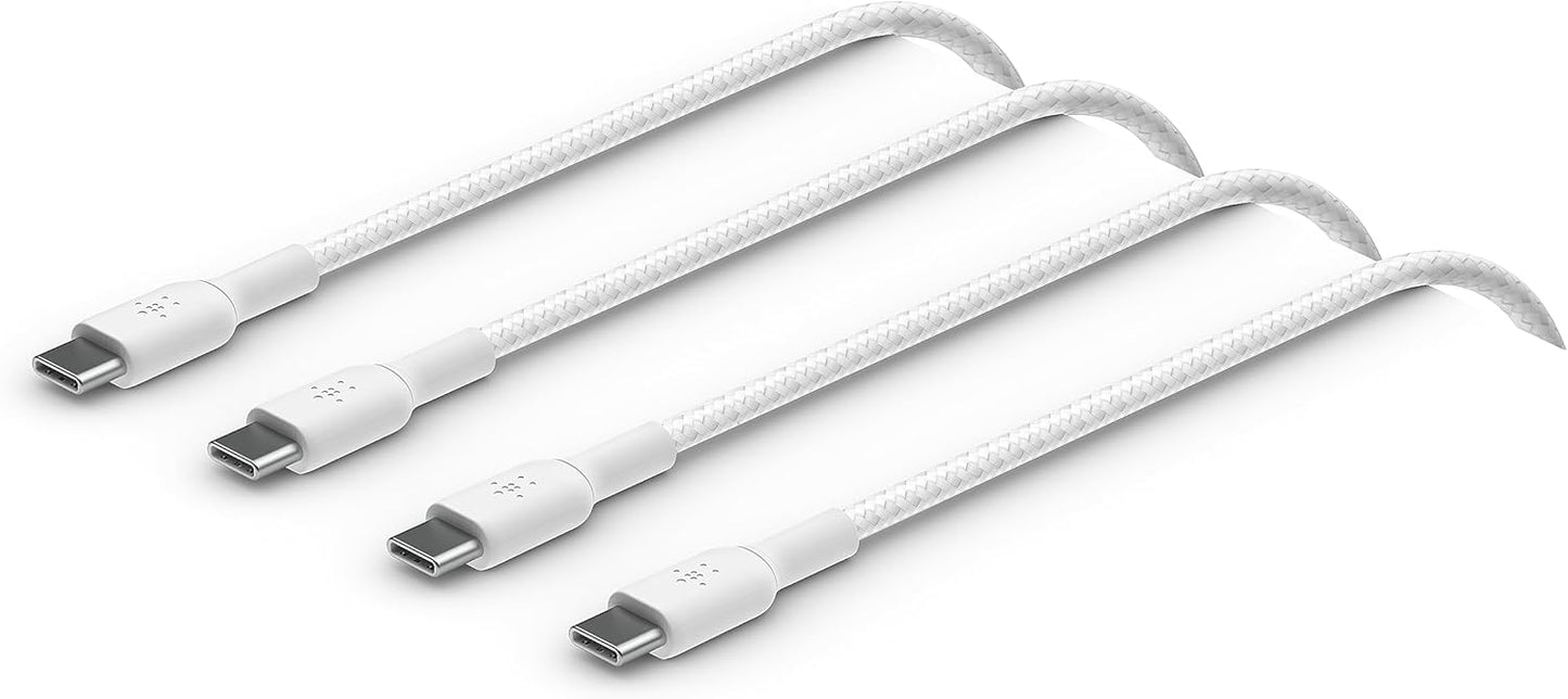 Belkin BoostCharge 2er-Pack 2 m USB-C/USB-C Kabel, Schnellladekabel für iPhone 16, Samsung Galaxy S24, Pixel, iPad, Nintendo Switch - Weiß