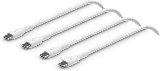 Belkin BoostCharge 2er-Pack 2 m USB-C/USB-C Kabel, Schnellladekabel für iPhone 16, Samsung Galaxy S24, Pixel, iPad, Nintendo Switch - Weiß