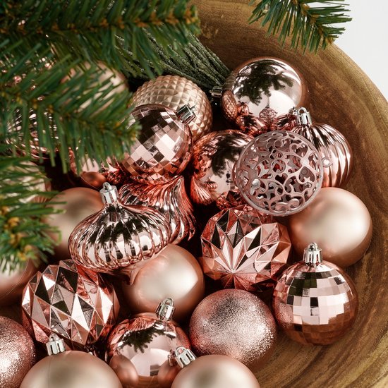 House of Seasons Weihnachtskugeln Set - 60 Stück - Ø7 cm - Unzerbrechlich - Rosa