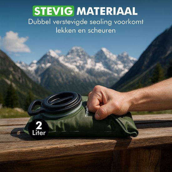 Travelhawk Wasserbeutel - Trinkbeutel - Geeignet für Camelbak Trinkrucksack - Festival Wasserbeutel - BPA frei - 2 Liter - Grün