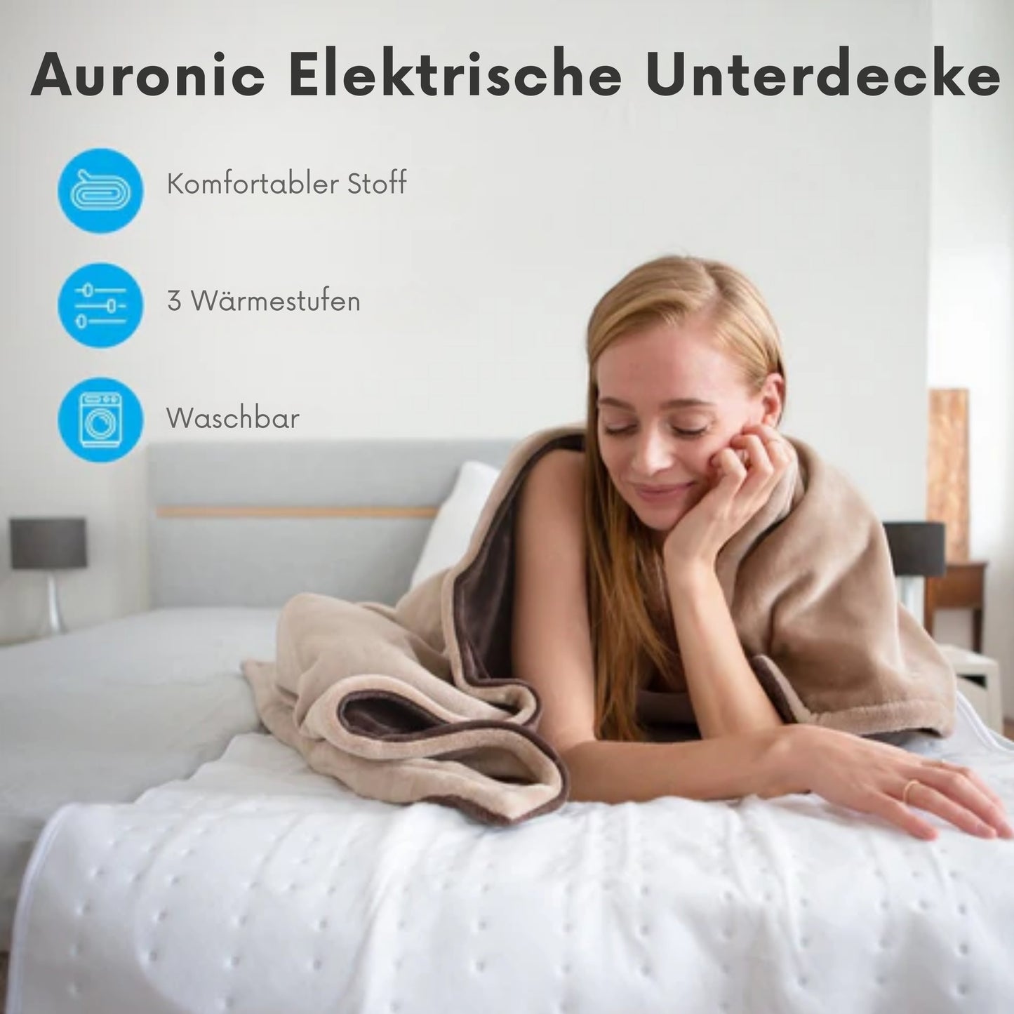 Auronic Elektrische Heizdecke - 1 Person - 150x80cm - Weiß