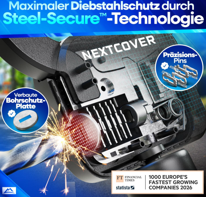 NEXTCOVER E-Scooter-Schloss im Handschellen-Design – 90 cm – Stahl – Reflektierend