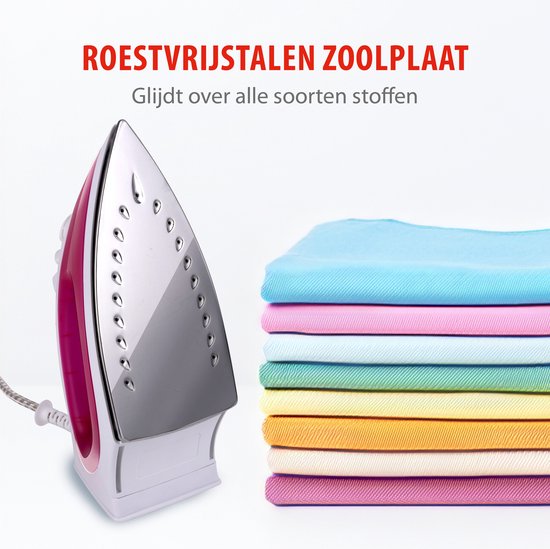 alpina Dampfbügeleisen - 2000 Watt - stufenlose Temperatur - Dampfstoß - Sprühfunktion - Edelstahlsohle - Pink