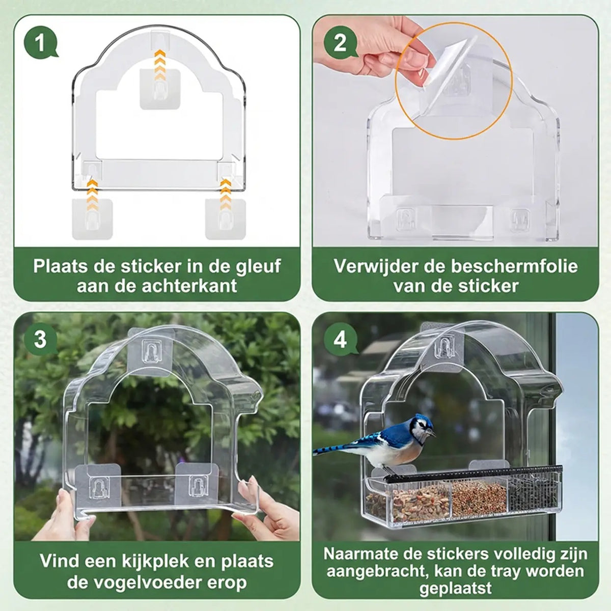 Blinkit 0162 Futterhäuschen für den Fensterrahmen – Acryl – 6 Saugnäpfe