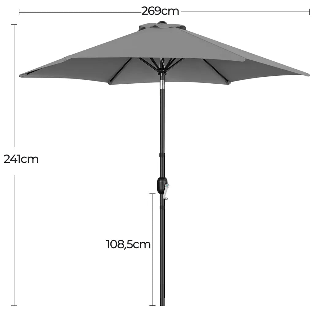 Yaheetech Gartenschirm mit Neigungsfunktion und Pendel – Grau – Ø 269 x 241 cm