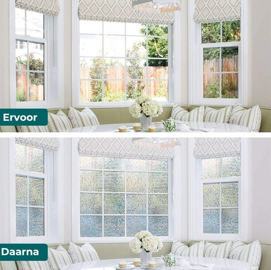 Homewell Fensterfolie HR++ 60x200cm - Solar & Isolierend - Statisch - Regenbogen Mosaik