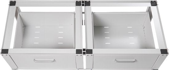 Vonia Waschmaschinenaufsatz - Doppel - Aufsatz für Waschmaschine und Trockner - Waschmaschinenaufsatz mit Schublade - Waschmaschinenschrank - Waschmaschinenumbau - Weiß