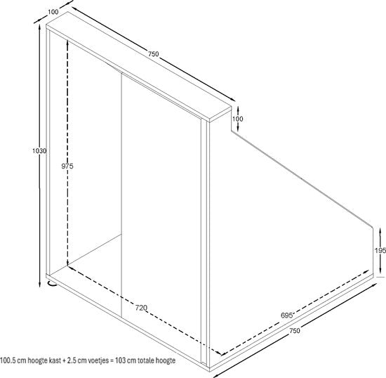 Aufbewahrungsschrank unter der schrägen Wand im Schlafzimmer im Dachgeschoss – Schrank, der an eine Dachschräge passt