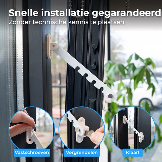 Nuvance Fensterhebel – Fensterarretierung – Kippfensterhalter – Windhaken – 5 Positionen – Fensterschloss – Windhaken – Kindersicherung – Weiß