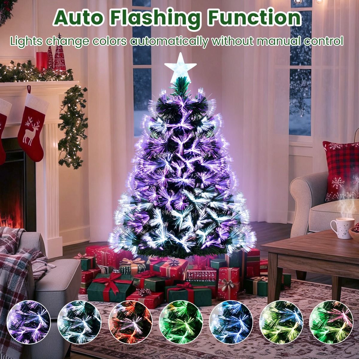 Coast Kunstweihnachtsbaum – Glasfaser-Beleuchtung – 93 Zweige – 95 cm, grün