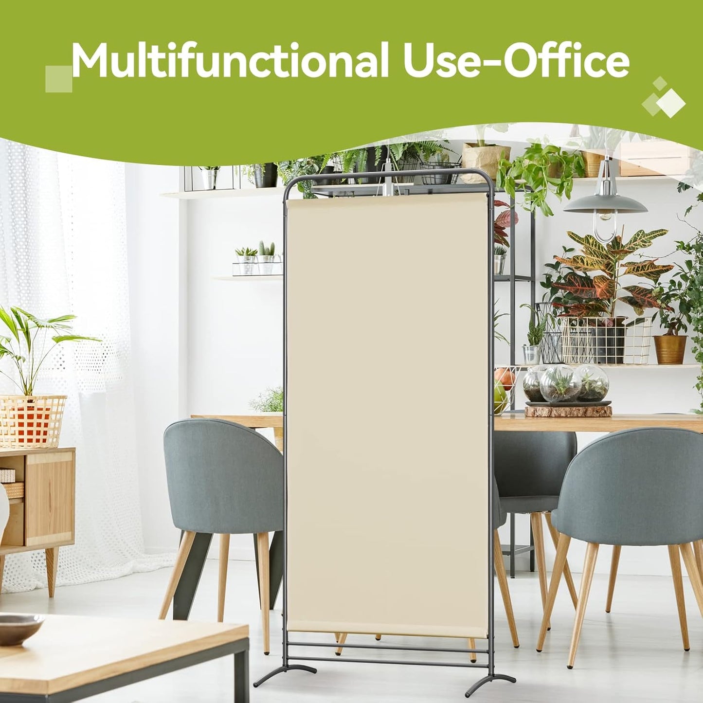 Angel Living Paravent - 1-teilig - 81x180 cm - faltbar - freistehend - Metallrahmen - Raumteiler & Sichtschutz - Beige