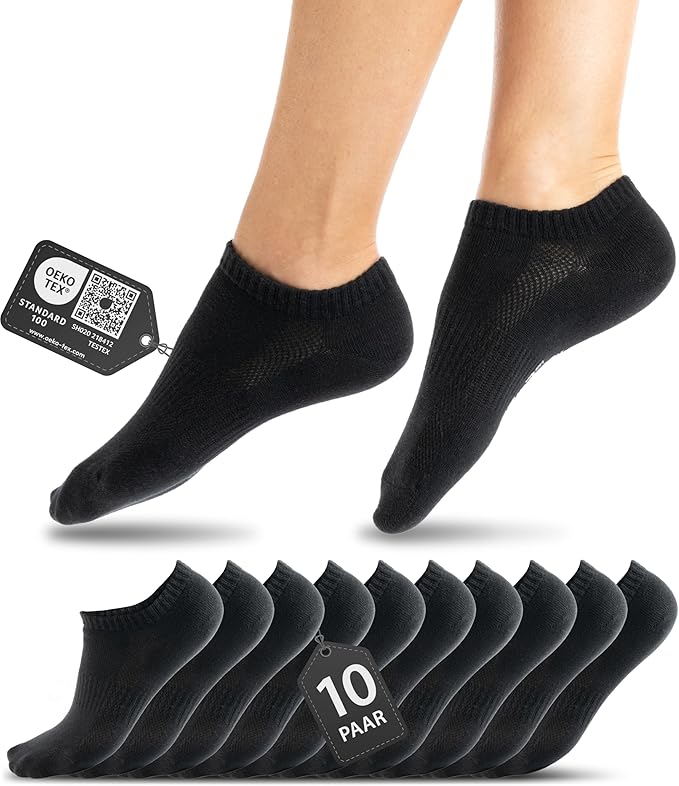 Heroism 10 Paar Premium-Trainersocken Damen & Herren - Kurze Unisex-Socken aus gekämmter Baumwolle - Bequemer Bund, keine kneifenden Nähte - Größe 39-42