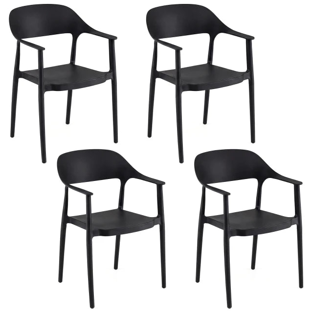 Coast Stapelbare Esszimmerstühle 4er Set - Kunststoff Gartenstühle 57 x 53 x 83 cm - Schwarz