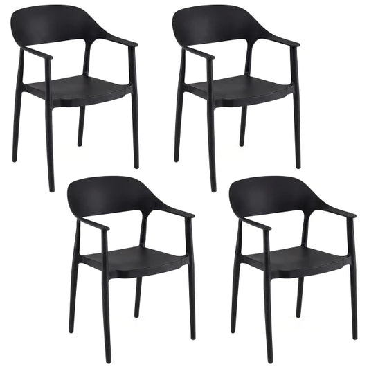 Coast Stapelbare Esszimmerstühle 4er Set - Kunststoff Gartenstühle 57 x 53 x 83 cm - Schwarz