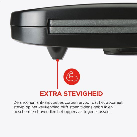 Bourgini Sandwichmaker XXL Schwarz – 800 W – Sandwichtoaster – Kontaktgrill