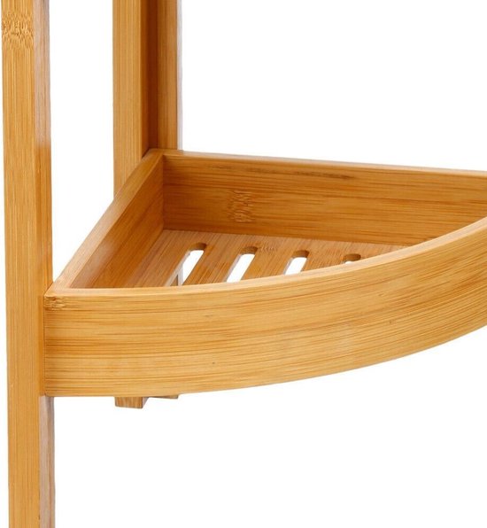 5Five Duschregal/Badezimmerregal, Eckmodell – Bambus – 3 Ebenen – 23 x 61 cm