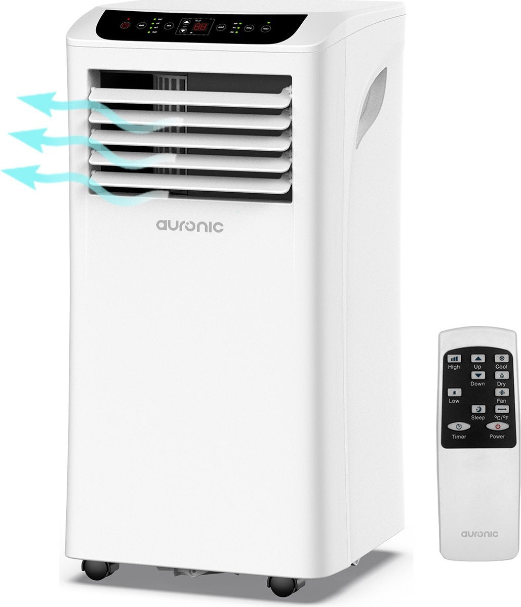Auronic Mobile Klimaanlage - 4 Stufen - Mit Fernbedienung und Fensterdichtungssatz - Für 15-35 m2 - Weiß