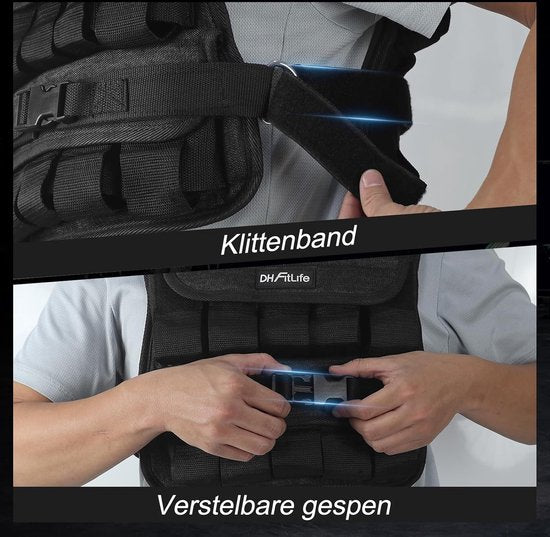 DH FitLife Verstellbare Gewichtsweste 20 kg, kompakt und stabil für Muskelaufbau und Krafttraining, Gewichtsweste, Laufweste für Damen und Herren, Fitnessweste, Trainingsweste