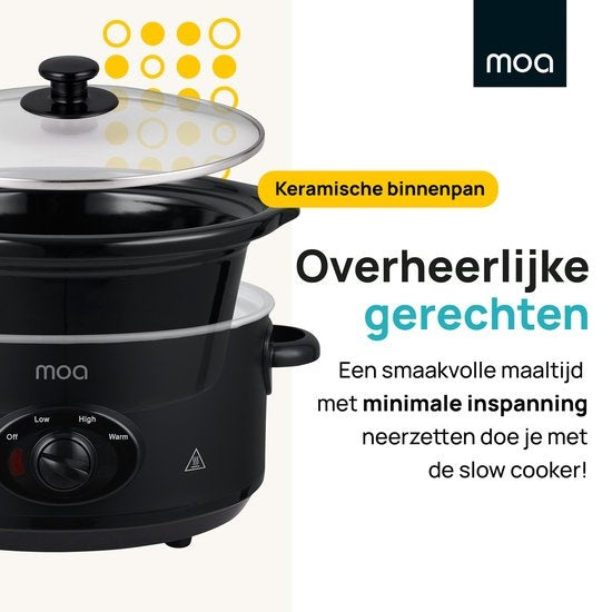 MOA Slowcooker - 3,5 Liter - Keramik-Innenbehälter - Schwarz - SC35B