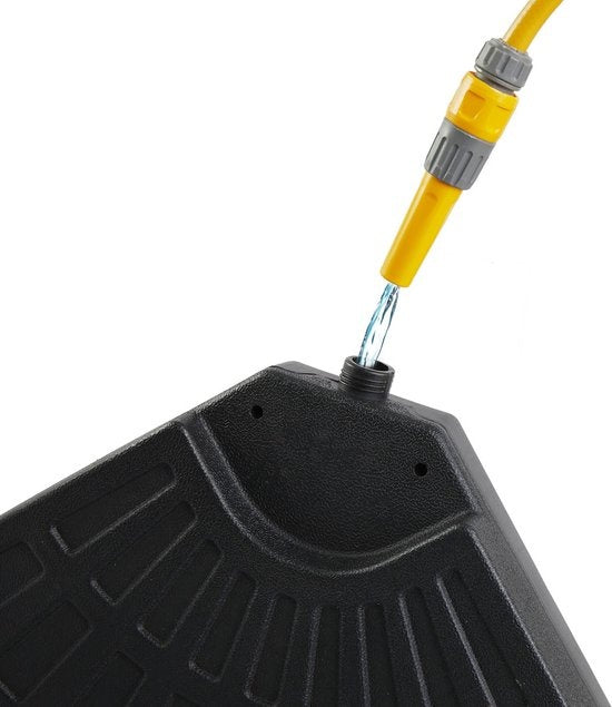 LIFA GARDEN Befüllbare Beschwerungsplatten - Sockel für Hängesonnenschirm in schwarz - Befüllbar mit Sand oder Wasser bis zu 50 kg - Wetterfest - 100 x 100 x 8 cm