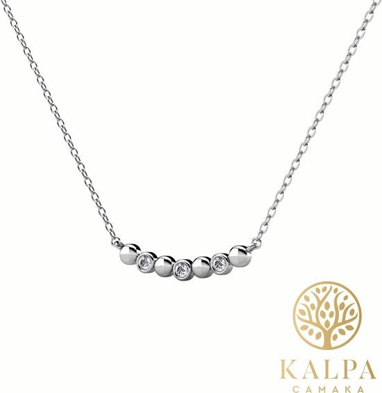 Yolora Damen-Halskette mit Kalpa Camaka Kristallen - Silber - 18K Weißgold vergoldet - Damen-Halskette Silber - Schmuck - Halskette - Luxuriöse Geschenkbox - Geschenkbox - Exklusive Geschenkbox - Schöne Geschenkverpackung