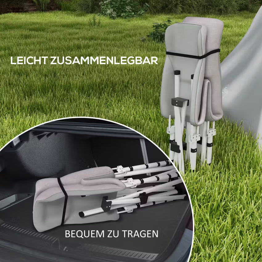 Outsunny Campingbett faltbar - 200 kg Belastbarkeit, inkl. Matratze, Kissen & Organizer - Grau, 200 x 65 x 42 cm